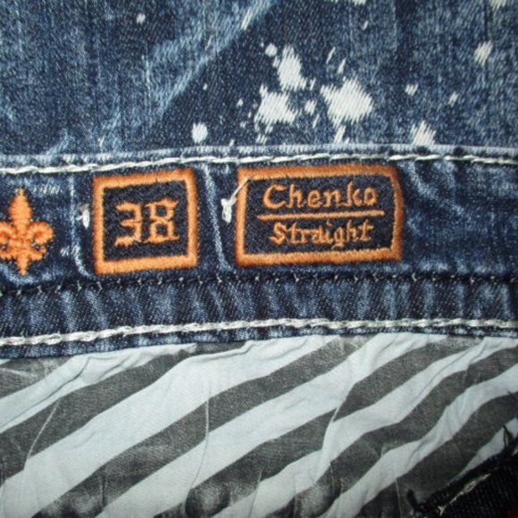 ROCK REVIVAL Chenko Straight Acid Splatter Jeans Sz 38 - Picture 3 of 12